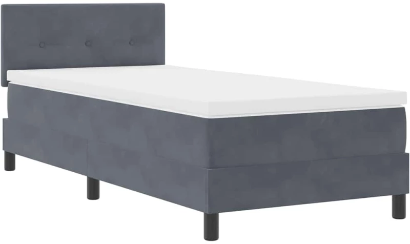 κρεβάτι Box Spring με στρώμα vidaXL σκούρο γκρι 80x200 εκ. βελούδο