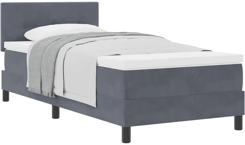 κρεβάτι Box Spring με στρώμα vidaXL σκούρο γκρι 80x200 εκ. βελούδο