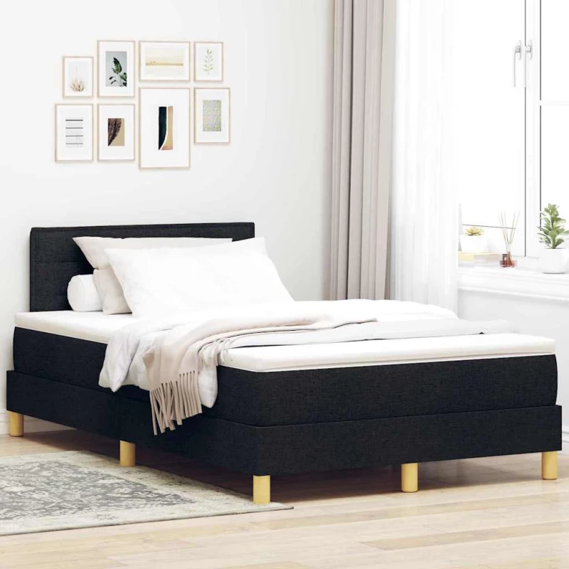 vidaXL Κρεβάτι Box Spring με Ματράκι & LED Μαύρο 120x200 εκ Ύφασμα