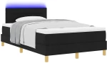 vidaXL Κρεβάτι Box Spring με Ματράκι & LED Μαύρο 120x200 εκ Ύφασμα