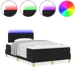 vidaXL Κρεβάτι Box Spring με Ματράκι & LED Μαύρο 120x200 εκ Ύφασμα