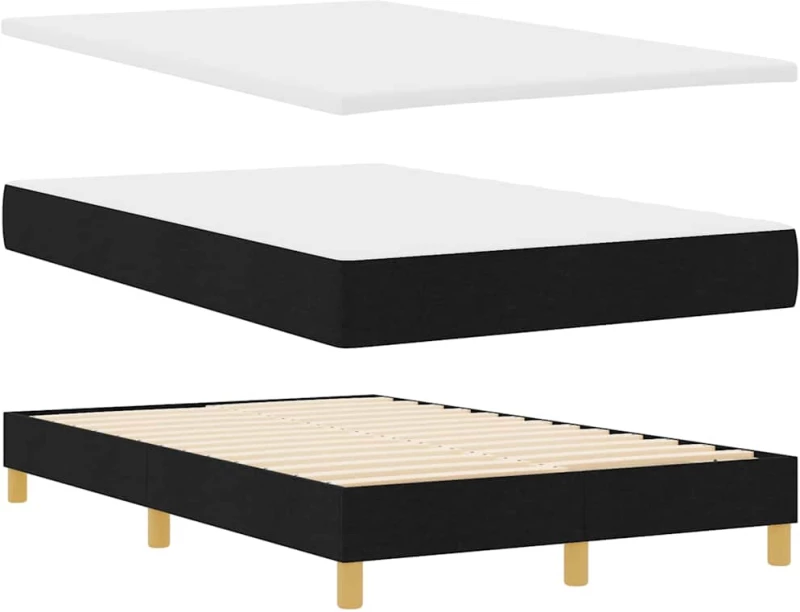 vidaXL Κρεβάτι Box Spring με Ματράκι & LED Μαύρο 120x200 εκ Ύφασμα