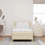 vidaXL Κρεβάτι με Σταθερή Βάση και Στρώμα & LED Κρεμ 80x200 εκ. Ύφασμα