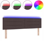 vidaXL LED Κεφαλάρι Γραμμών Σχεδίασης Σκούρο Καφέ 72 εκ Ύφασμα
