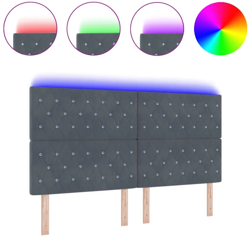 vidaXL LED Κεφαλάρι Σκούρο Γκρι 90 εκ. Βελούδο