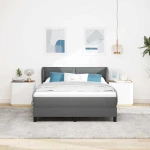 vidaXL Κρεβάτι Box Spring με Στρώμα Σκούρο Γκρι 140x200 εκ. Ύφασμα
