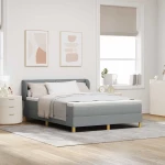 Κρεβάτι Box Spring με Μαξιλάρι vidaXL Ανοιχτό γκρι 140x200 εκ. Ύφασμα