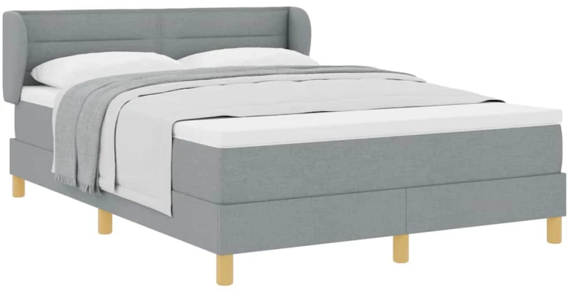 Κρεβάτι Box Spring με Μαξιλάρι vidaXL Ανοιχτό γκρι 140x200 εκ. Ύφασμα