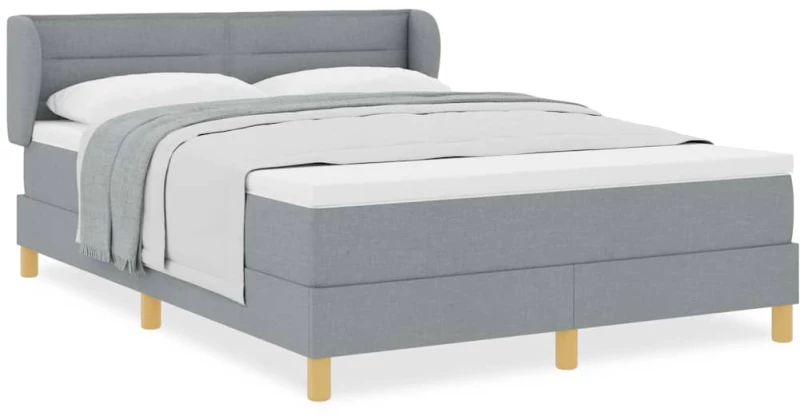 Κρεβάτι Box Spring με Μαξιλάρι vidaXL Ανοιχτό γκρι 140x200 εκ. Ύφασμα