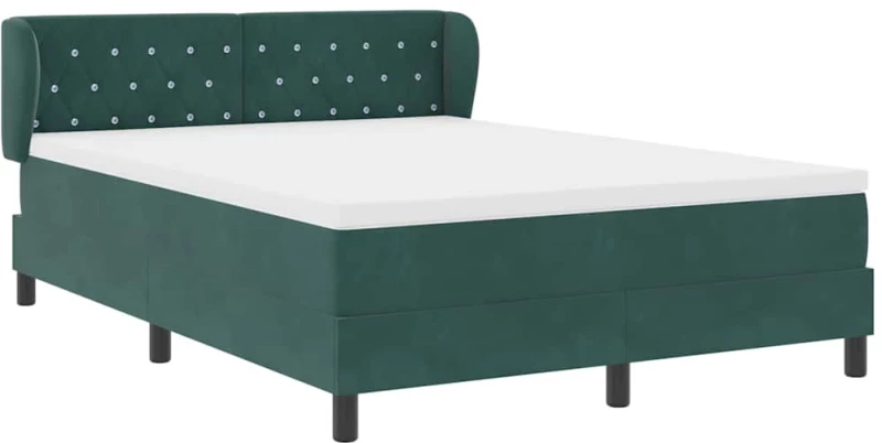Κρεβάτι Box Spring με Στρώμα vidaXL Σκούρο Πράσινο 140x190 εκ. Βελούδο