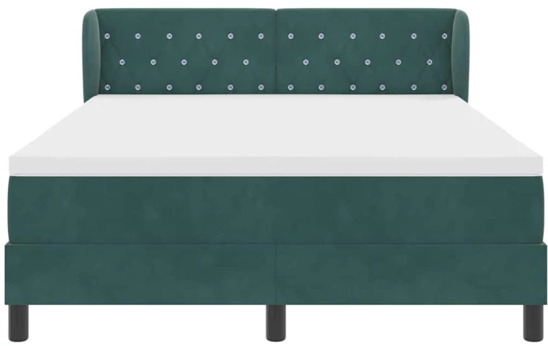 Κρεβάτι Box Spring με Στρώμα vidaXL Σκούρο Πράσινο 140x190 εκ. Βελούδο