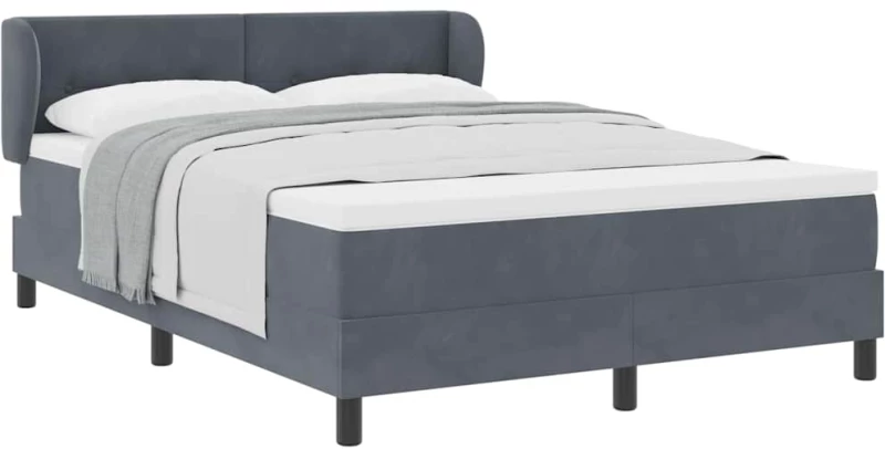 κρεβάτι vidaXL Box Spring με στρώμα Σκούρο Γκρι 140x190 εκ. Βελούδο