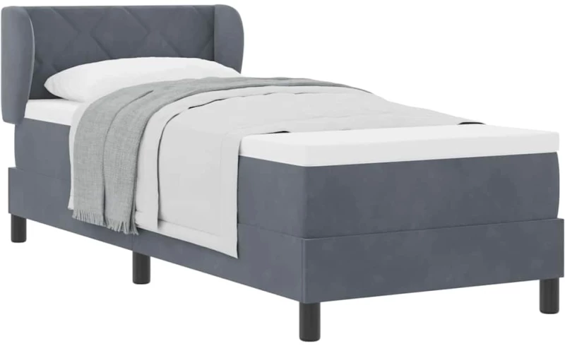 vidaXL Κρεβάτι Box Spring με Στρώμα Σκούρο Γκρι 80x200 εκ. Βελούδο