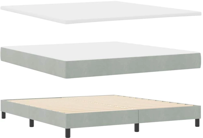 ΒίνταXL Κρεβάτι Box Spring με Στρώμα σε Ανοιχτό Γκρι, 180x200 εκ, Βελούδο