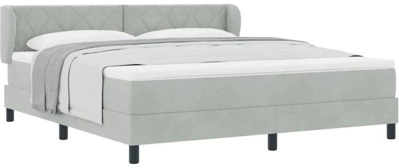 ΒίνταXL Κρεβάτι Box Spring με Στρώμα σε Ανοιχτό Γκρι, 180x200 εκ, Βελούδο