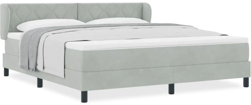 ΒίνταXL Κρεβάτι Box Spring με Στρώμα σε Ανοιχτό Γκρι, 180x200 εκ, Βελούδο