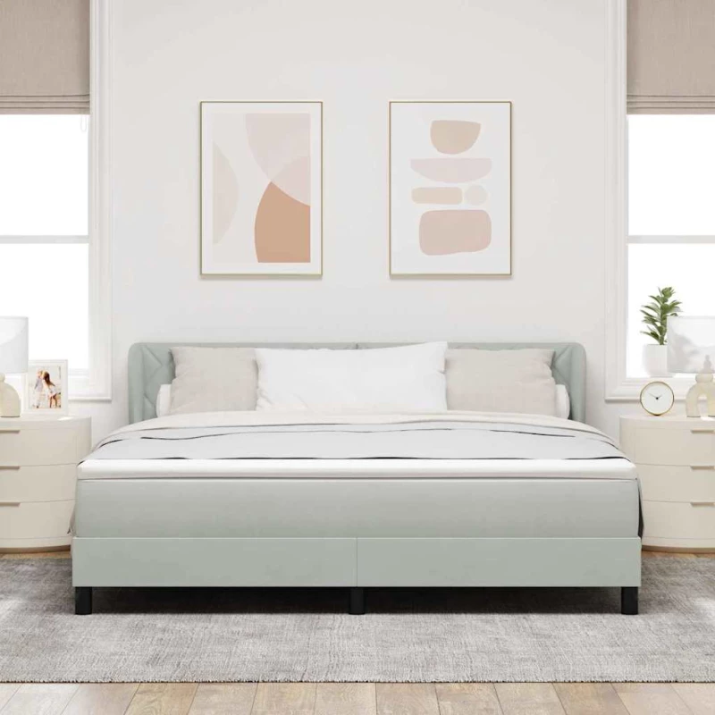 ΒίνταXL Κρεβάτι Box Spring με Στρώμα σε Ανοιχτό Γκρι, 180x200 εκ, Βελούδο