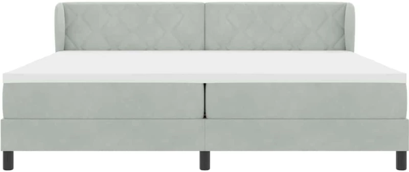 Κρεβάτι Box Spring με Στρώμα vidaXL σε ανοιχτό γκρι, 200x200 εκ, βελούδινο