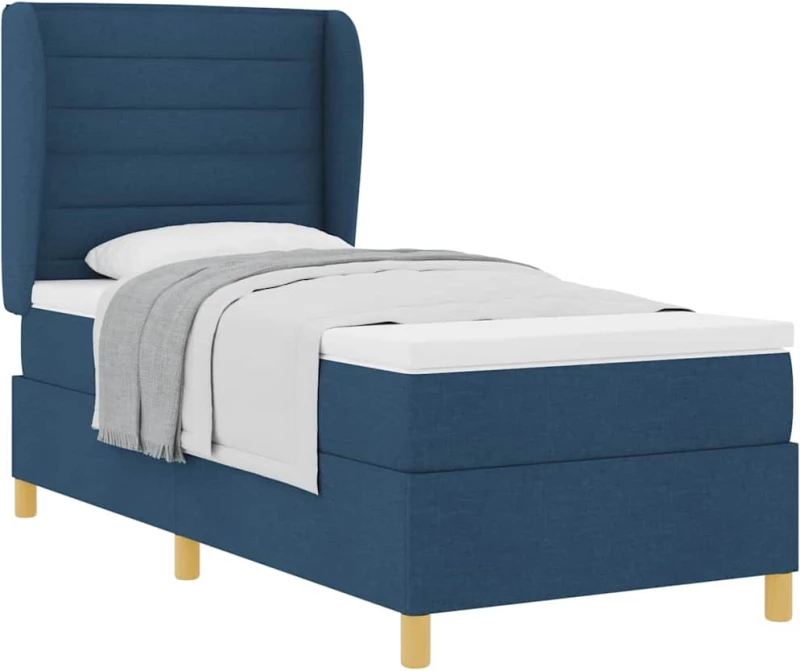 Κρεβάτι Box Spring με Ματράζ vidaXL Μπλε 100x200 εκ. Ύφασμα