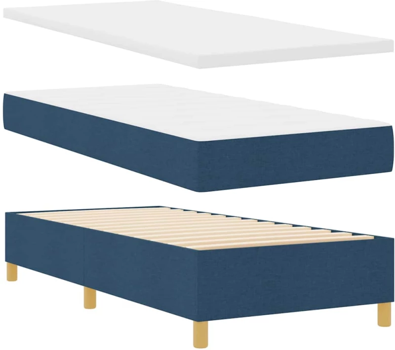 Κρεβάτι Box Spring με Ματράζ vidaXL Μπλε 100x200 εκ. Ύφασμα