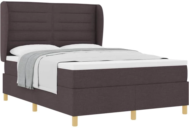 Κρεβάτι Box Spring vidaXL με Στρώμα Σκούρο Καφέ 140x200 εκ. Ύφασμα
