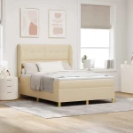 vidaXL Κρεβάτι με Στρώμα Κρέμ 140x200 εκ Υφάσματος