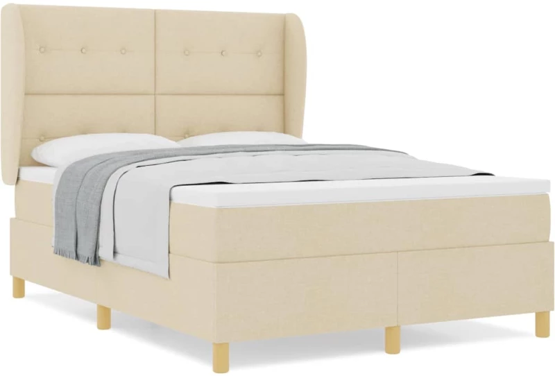 vidaXL Κρεβάτι με Στρώμα Κρέμ 140x200 εκ Υφάσματος
