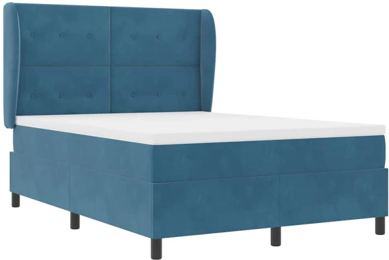 vidaXL Κρεβάτι Box Spring με στρώμα Σκούρο Μπλε 160x200 εκ. Βελούδο