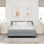 vidaXL Κρεβάτι Box Spring με Στρώμα – Ανοιχτό Γκρι, 160 x 200 εκ – Υφάσμα