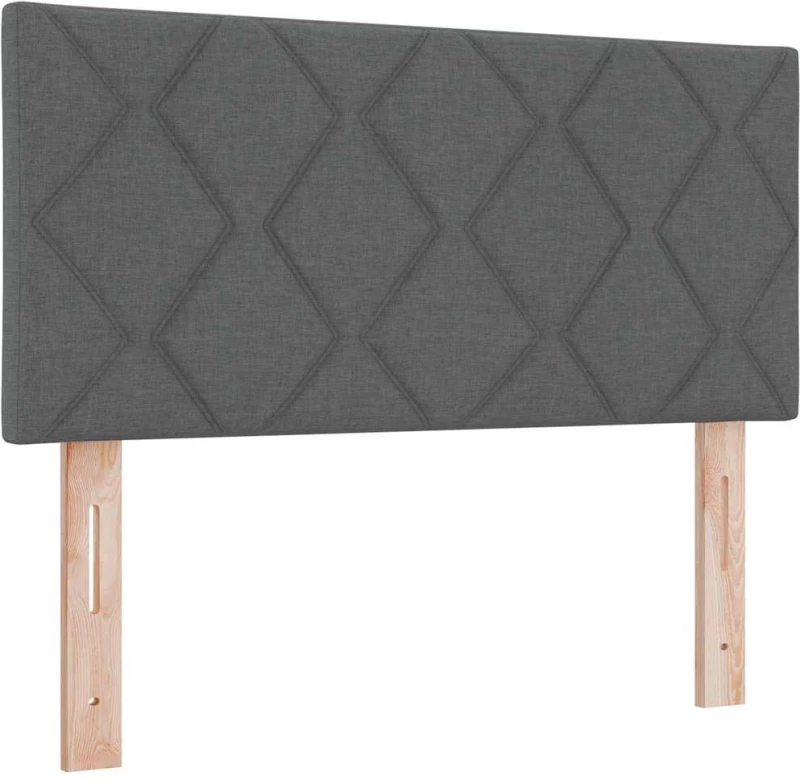 vidaXL Κρεβάτι Box Spring με Στρώμα Σκούρο Γκρί, 90 x 190 εκ., Ύφασμα