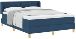 vidaXL Μπλε Κρεβάτι με Ελατήριο και Στρώμα - 160 x 200 cm - Ύφασμα
