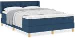 vidaXL Μπλε Κρεβάτι με Ελατήριο και Στρώμα - 160 x 200 cm - Ύφασμα