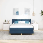 vidaXL Μπλε Κρεβάτι με Ελατήριο και Στρώμα - 160 x 200 cm - Ύφασμα