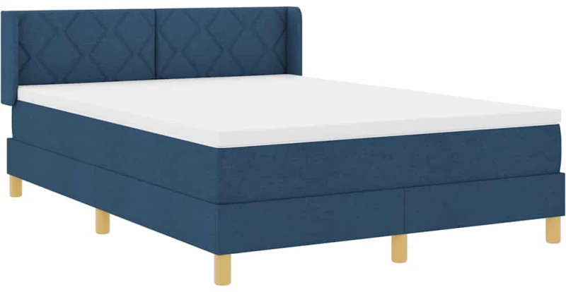 vidaXL Μπλε Κρεβάτι με Ελατήριο και Στρώμα - 160 x 200 cm - Ύφασμα