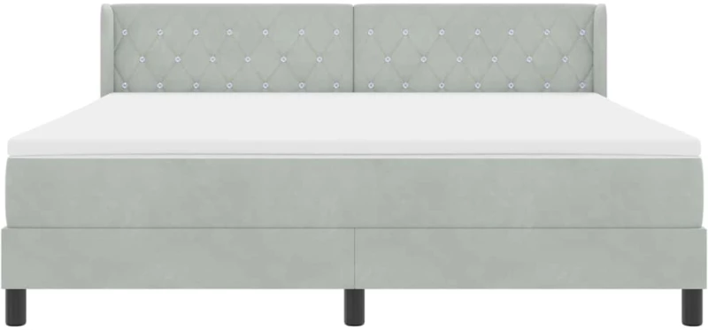 κρεβάτι με στρώμα vidaXL Box Spring Γκρίζο ανοιχτό 180x200 εκ. Βελούδο