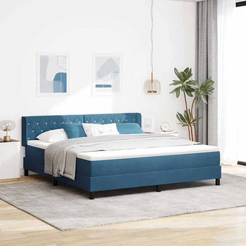 vidaXL Κρεβάτι Σπρώξιμου Σκούρο Μπλε 180x200 εκ. Βελούδιο