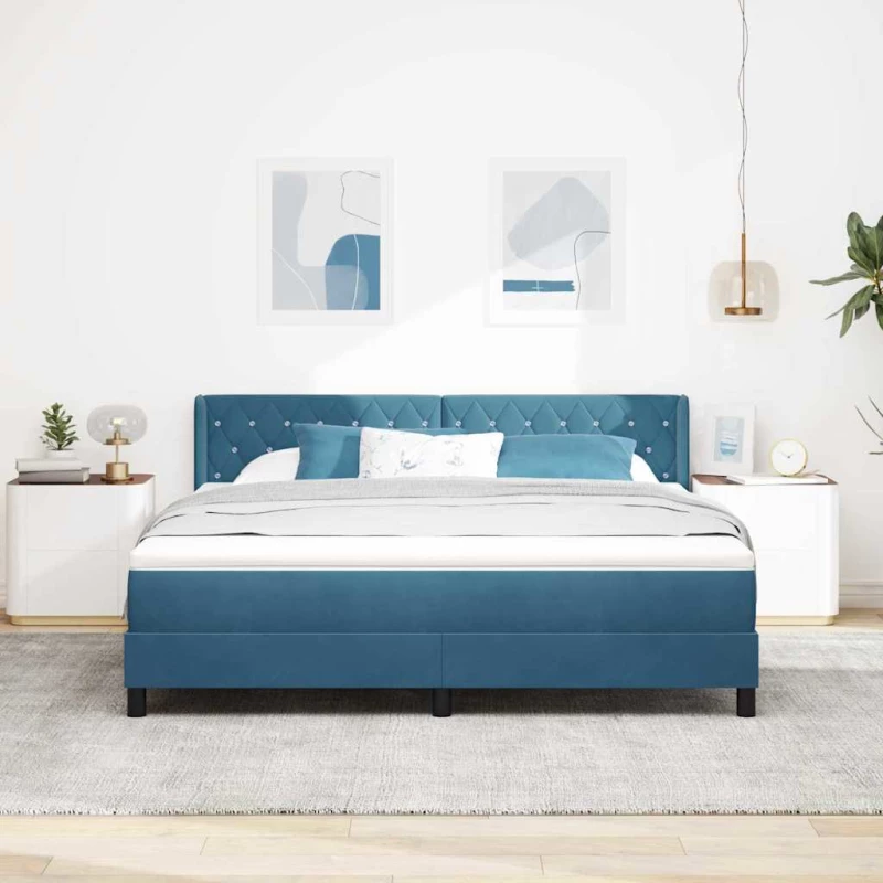 vidaXL Κρεβάτι Σπρώξιμου Σκούρο Μπλε 180x200 εκ. Βελούδιο