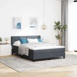 κρεβάτι Box Spring με στρώμα vidaXL Σκούρο Γκρι 140x200 εκ Βελούδο