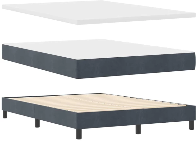 κρεβάτι Box Spring με στρώμα vidaXL Σκούρο Γκρι 140x200 εκ Βελούδο