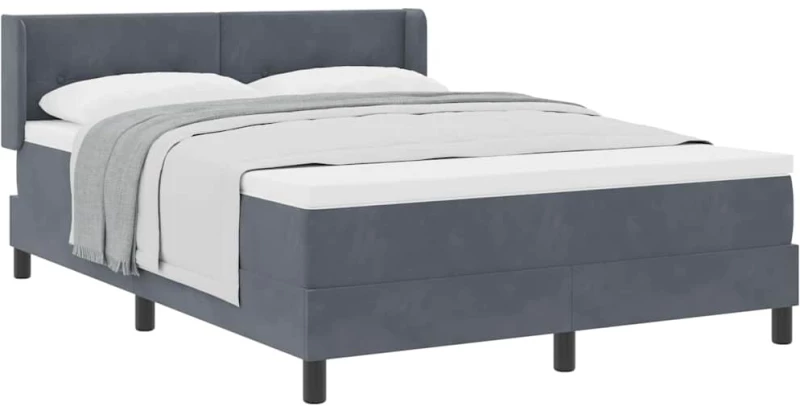 κρεβάτι Box Spring με στρώμα vidaXL Σκούρο Γκρι 140x200 εκ Βελούδο