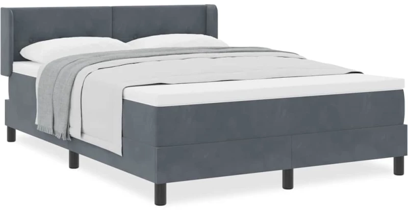 κρεβάτι Box Spring με στρώμα vidaXL Σκούρο Γκρι 140x200 εκ Βελούδο