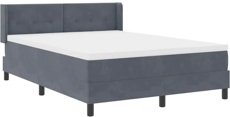 κρεβάτι Box Spring με στρώμα vidaXL Σκούρο Γκρι 140x200 εκ Βελούδο
