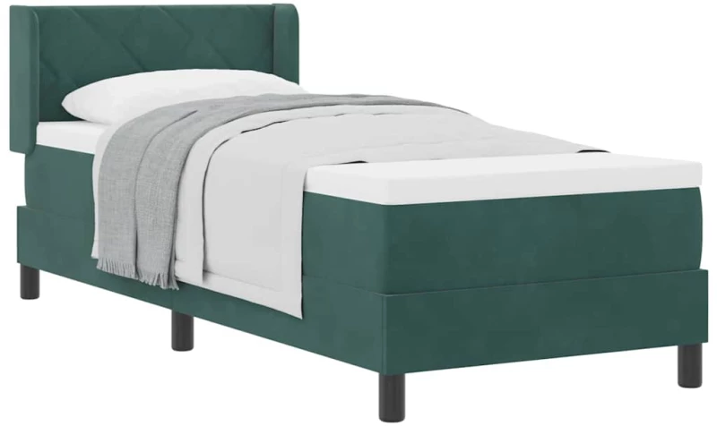 vidaXL Κρεβάτι Box Spring με Στρώμα Σκούρο Πράσινο 80x200 εκ. Βελούδο
