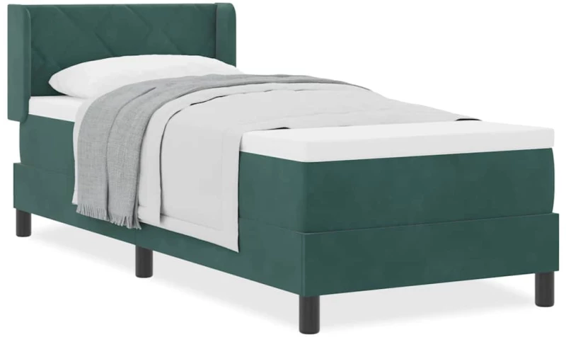 vidaXL Κρεβάτι Box Spring με Στρώμα Σκούρο Πράσινο 80x200 εκ. Βελούδο