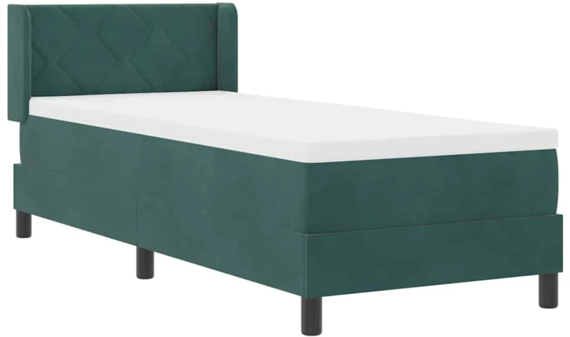 vidaXL Κρεβάτι Box Spring με Στρώμα Σκούρο Πράσινο 80x200 εκ. Βελούδο