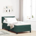 Κρεβάτι Box Spring με Στρώμα vidaXL Σκούρο Πράσινο 90x200 εκ. Βελούδο