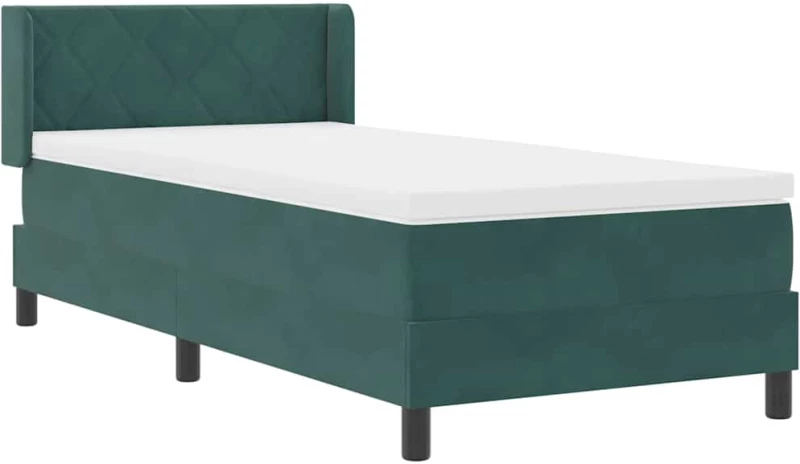 Κρεβάτι Box Spring με Στρώμα vidaXL Σκούρο Πράσινο 90x200 εκ. Βελούδο