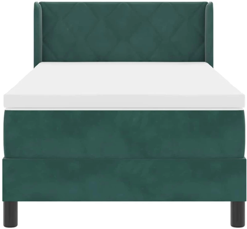 Κρεβάτι Box Spring με Στρώμα vidaXL Σκούρο Πράσινο 90x200 εκ. Βελούδο