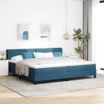 vidaXL Κρεβάτι Box Spring με Στρώμα Σκούρο Μπλε 200x200 εκ. Βελούδο