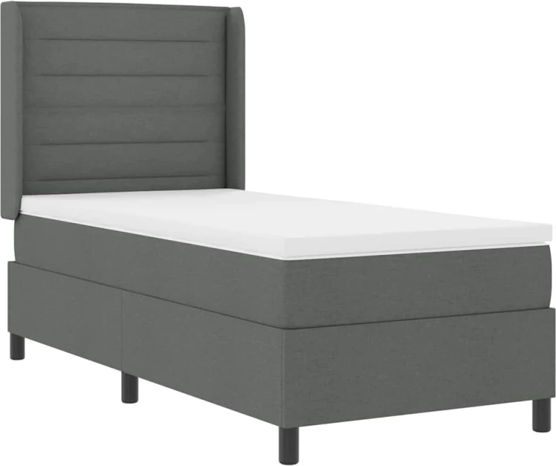vidaXL Κιβώτιο Στρώμα με Στρώμα σε σκούρο γκρι 90x200 εκ. Υφάσματος